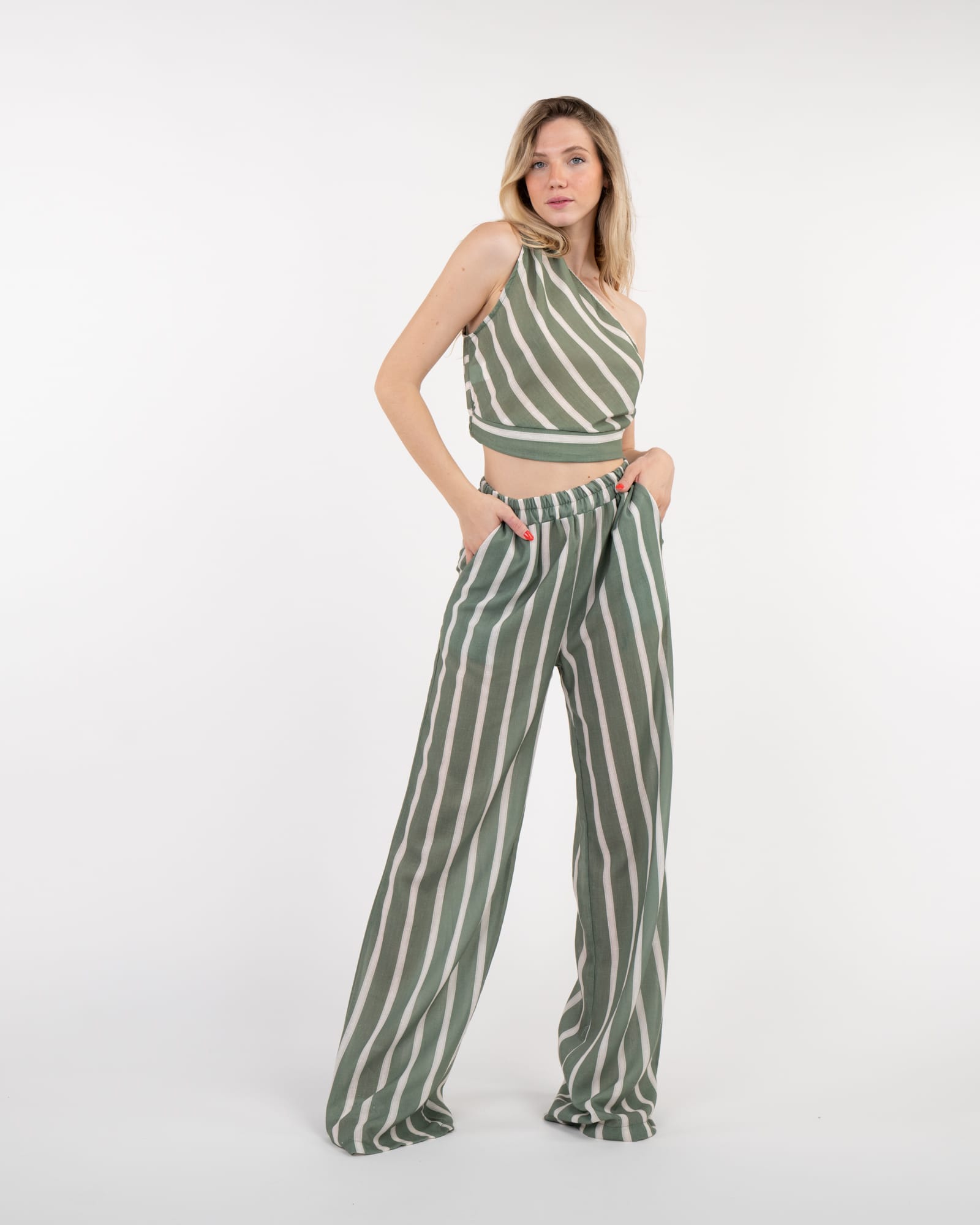 Pantaloni a righe - VERDE