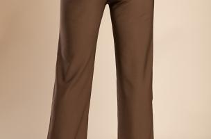 Pantaloni moda con dettagli metallici, marrone