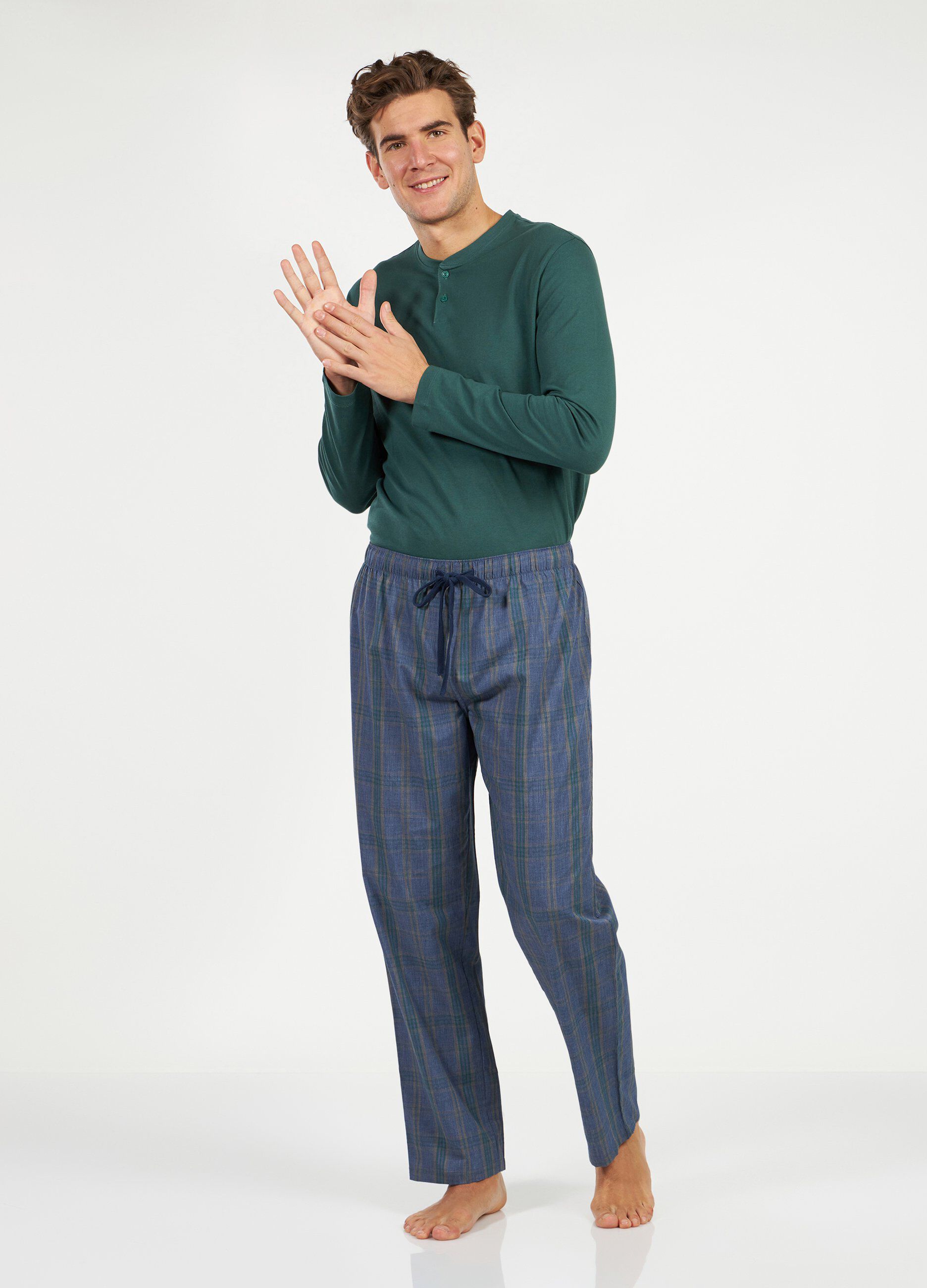 Pantaloni pigiama lunghi a quadri uomo