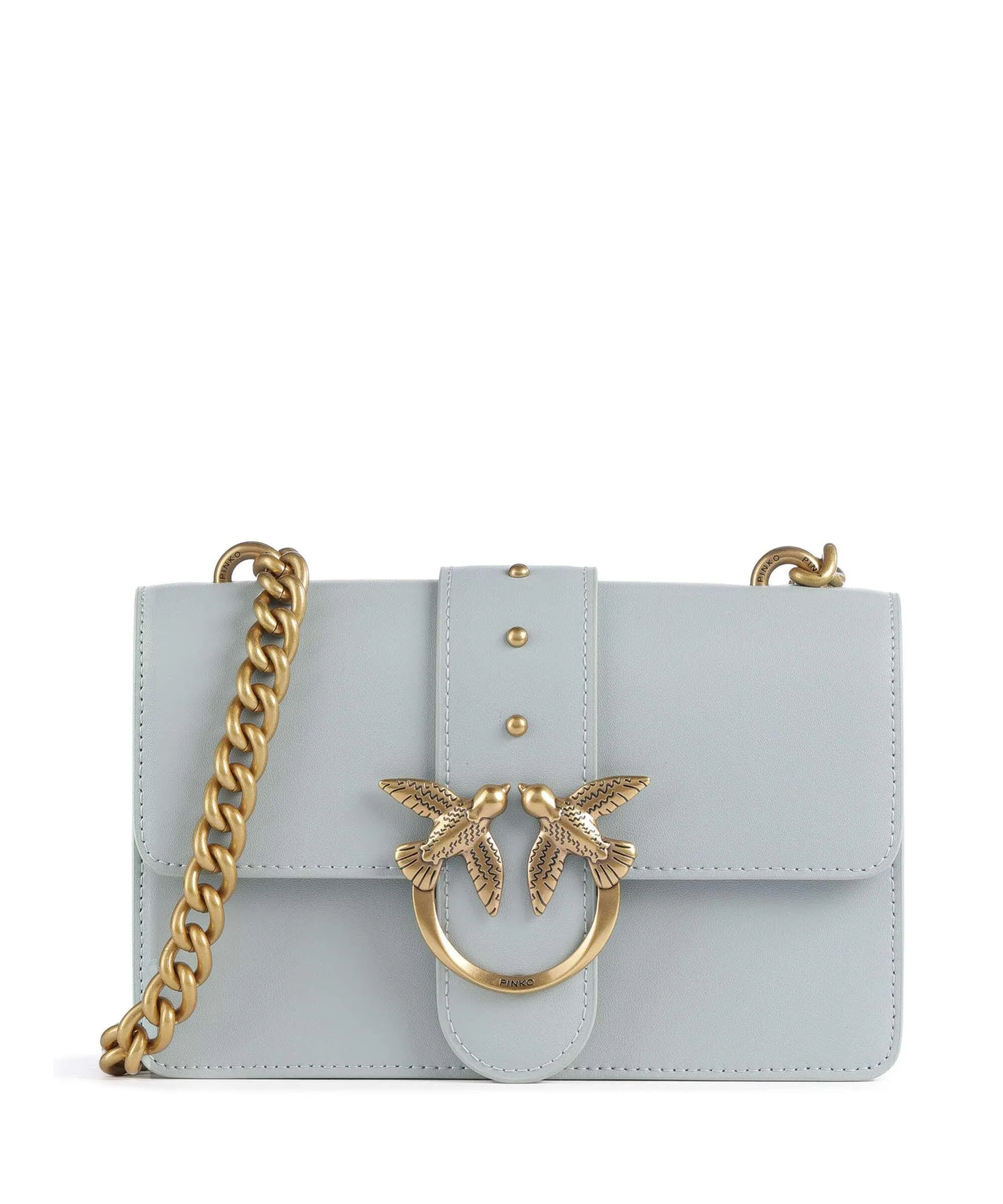  Pinko Love One Mini Borsa a tracolla pelle di vacchetta finemente grana blu chiaro  