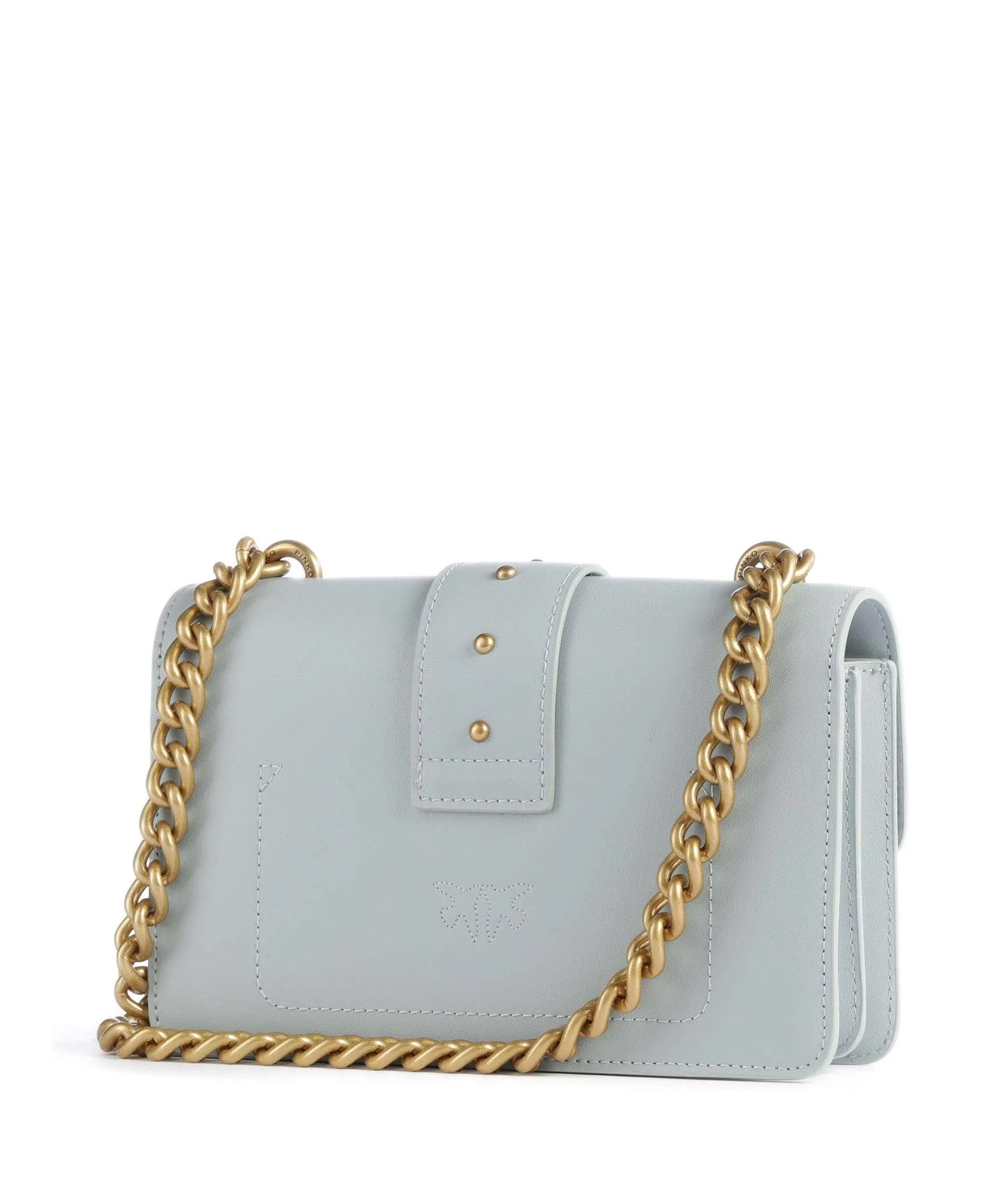  Pinko Love One Mini Borsa a tracolla pelle di vacchetta finemente grana blu chiaro  