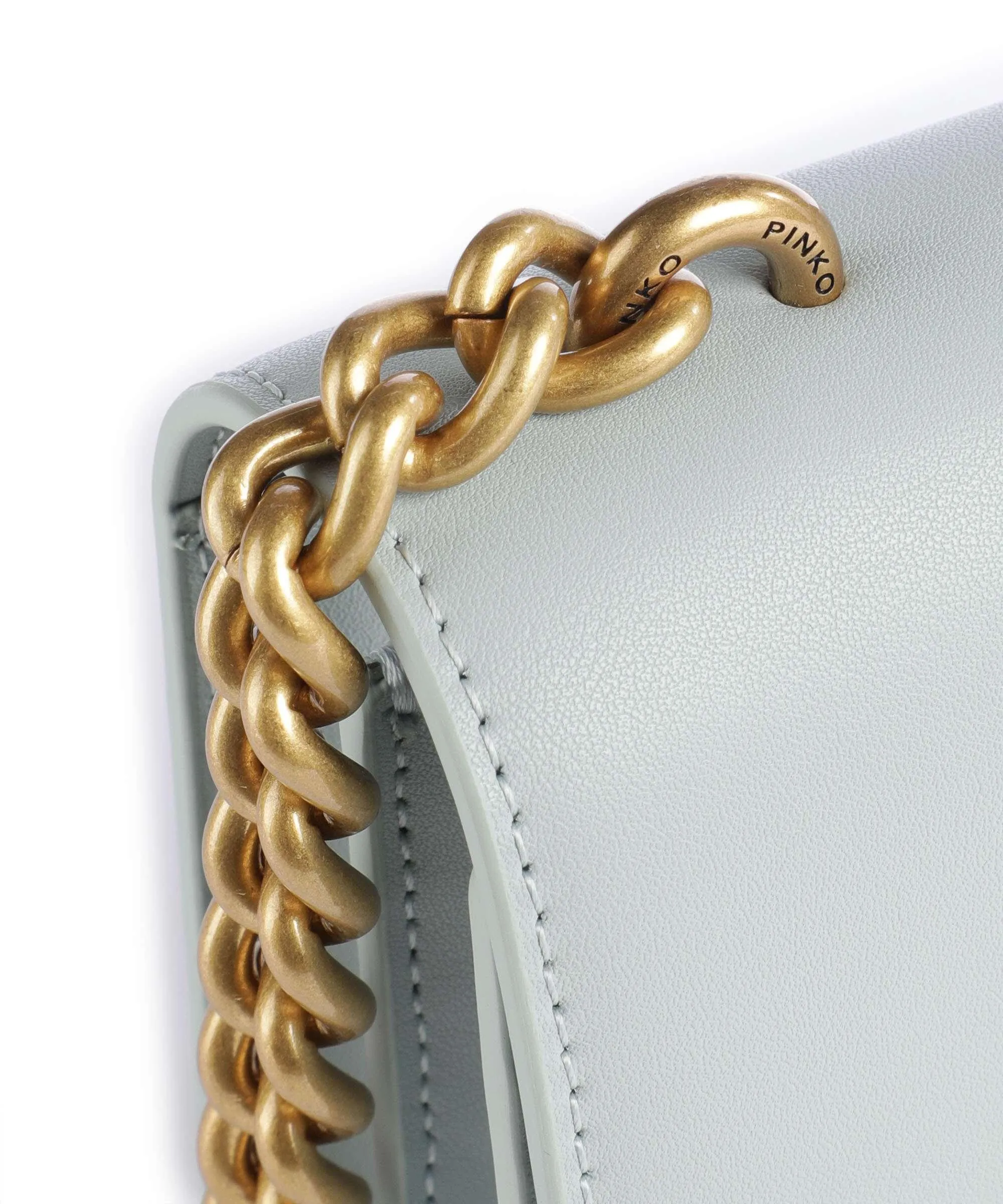  Pinko Love One Mini Borsa a tracolla pelle di vacchetta finemente grana blu chiaro  