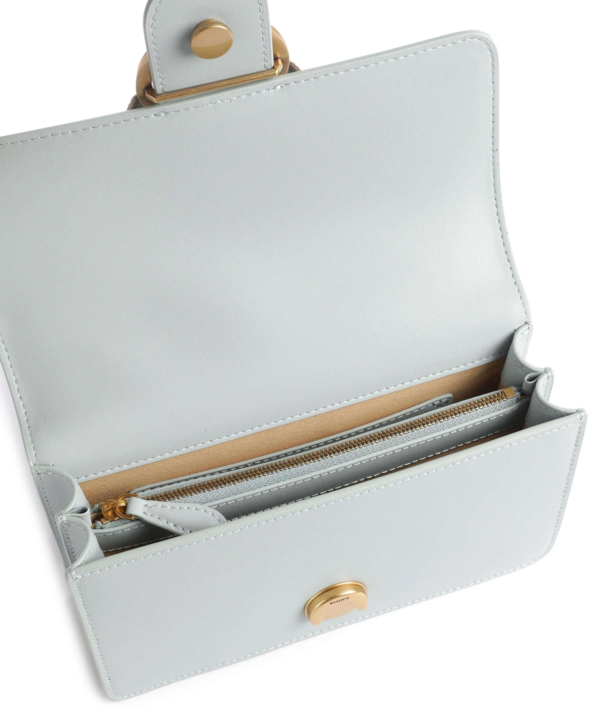  Pinko Love One Mini Borsa a tracolla pelle di vacchetta finemente grana blu chiaro  