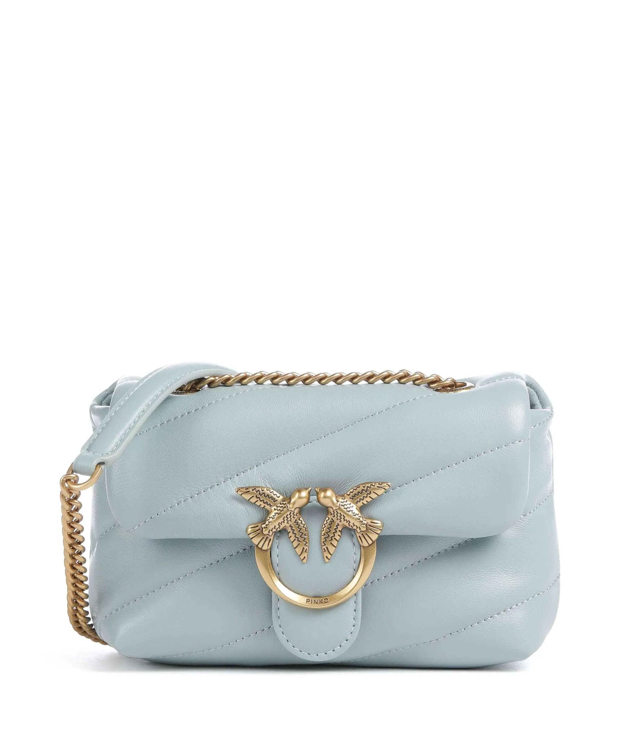  Pinko Love Puff Baby Borsa a spalla pelle di pecora blu-grigio  