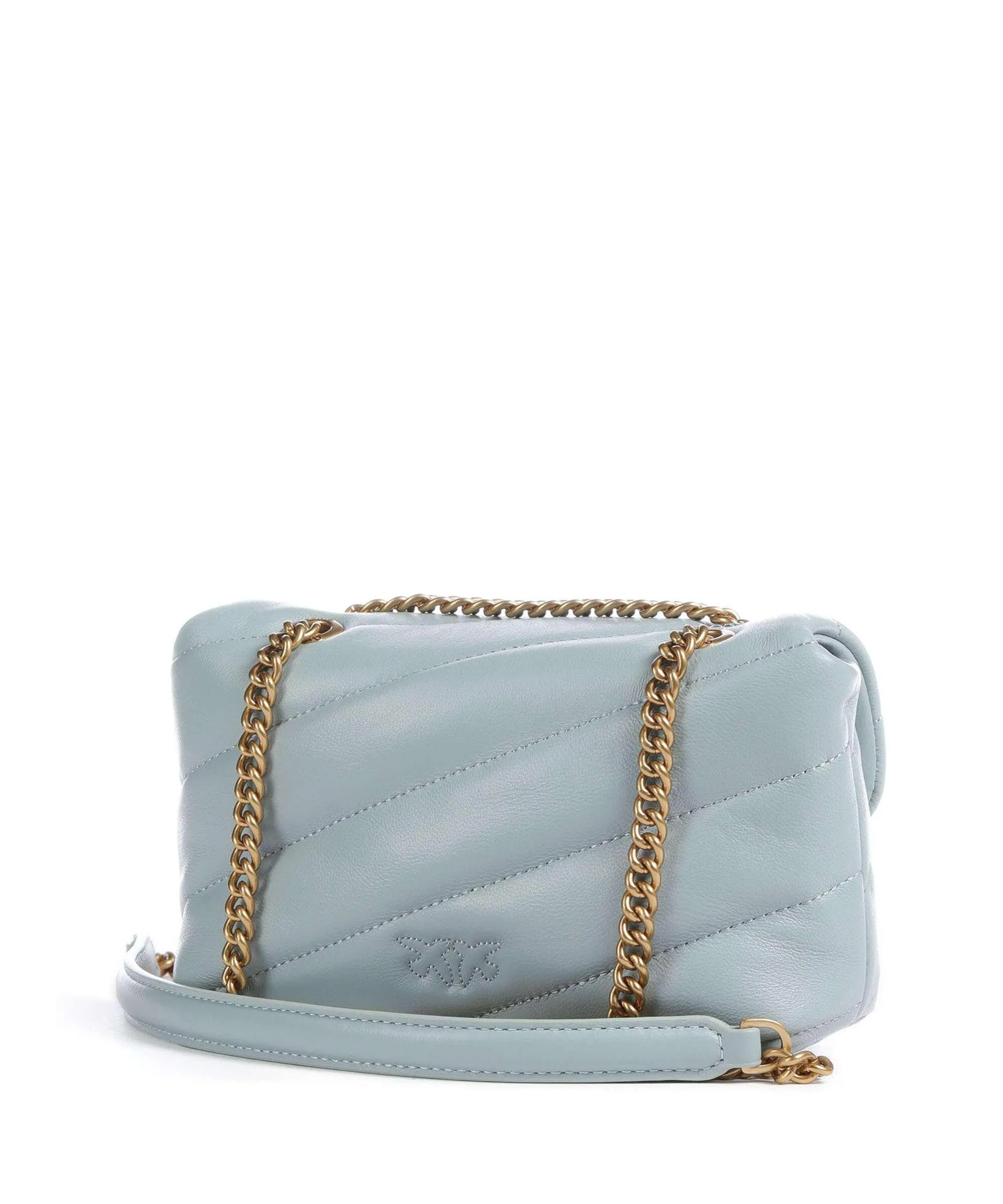 Pinko Love Puff Baby Borsa a spalla pelle di pecora blu-grigio  