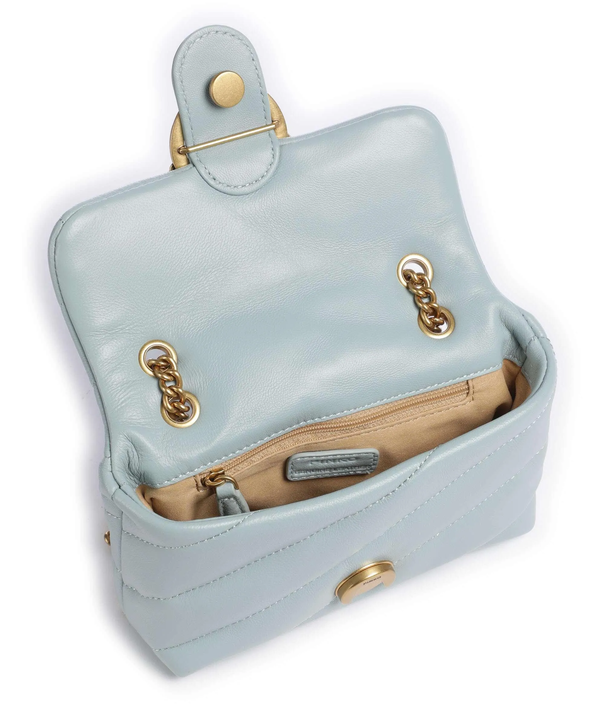  Pinko Love Puff Baby Borsa a spalla pelle di pecora blu-grigio  