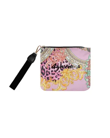 Pochette mare in canvas multicolore a fantasia barocca e animalier con listino in similpelle
