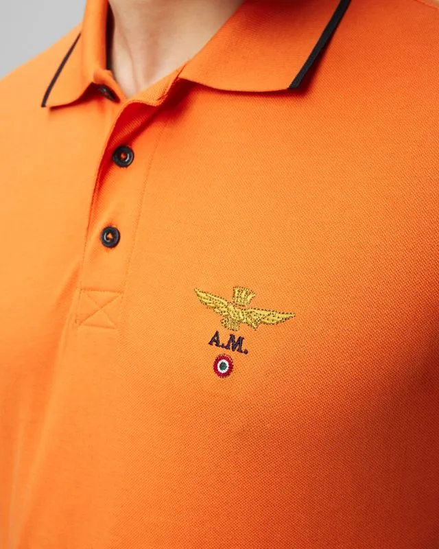 Polo arancione da uomo Aeronautica Militare