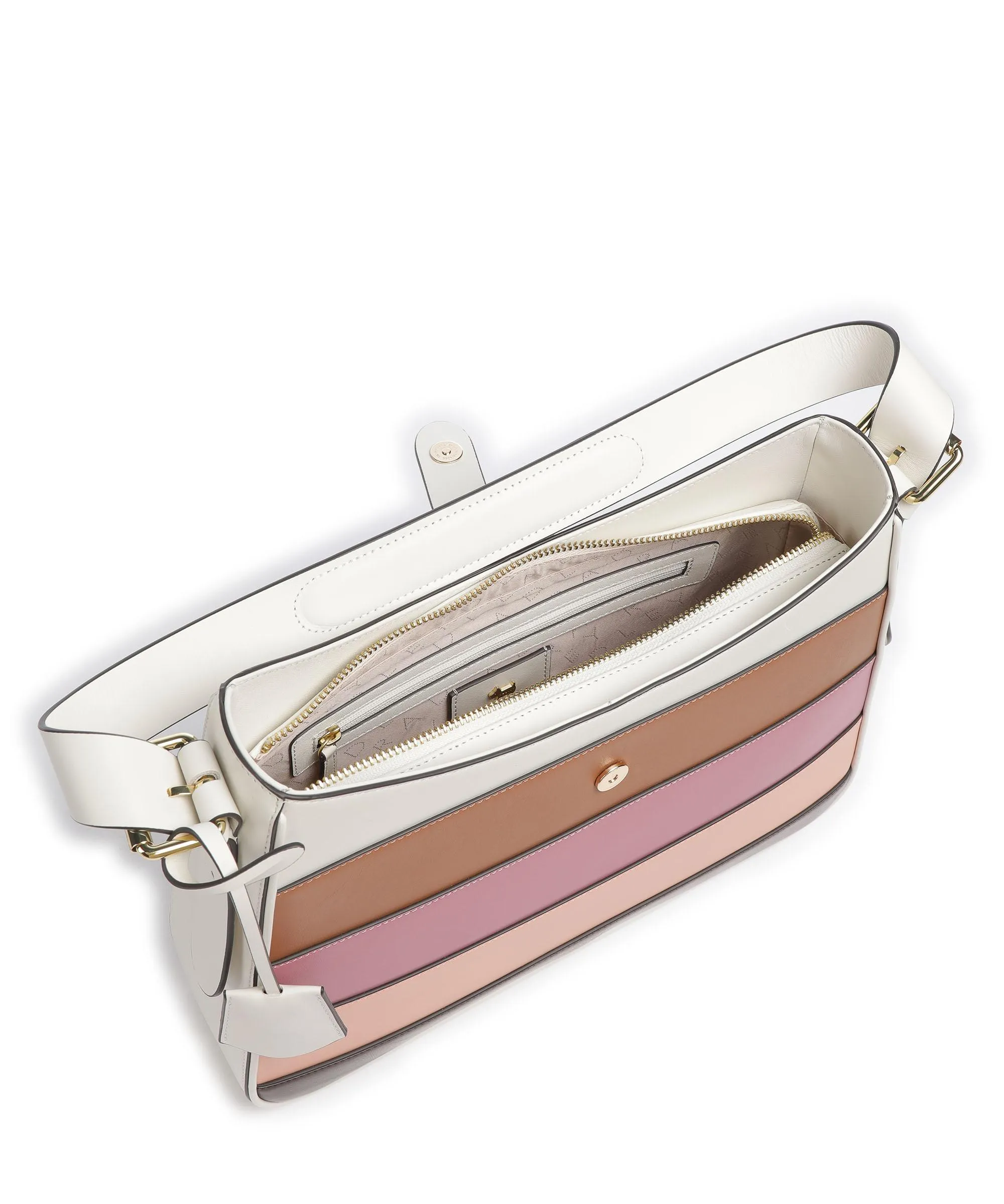  Radley London Linden Gardens Stripe Borsa hobo pelle a grana fine avorio  