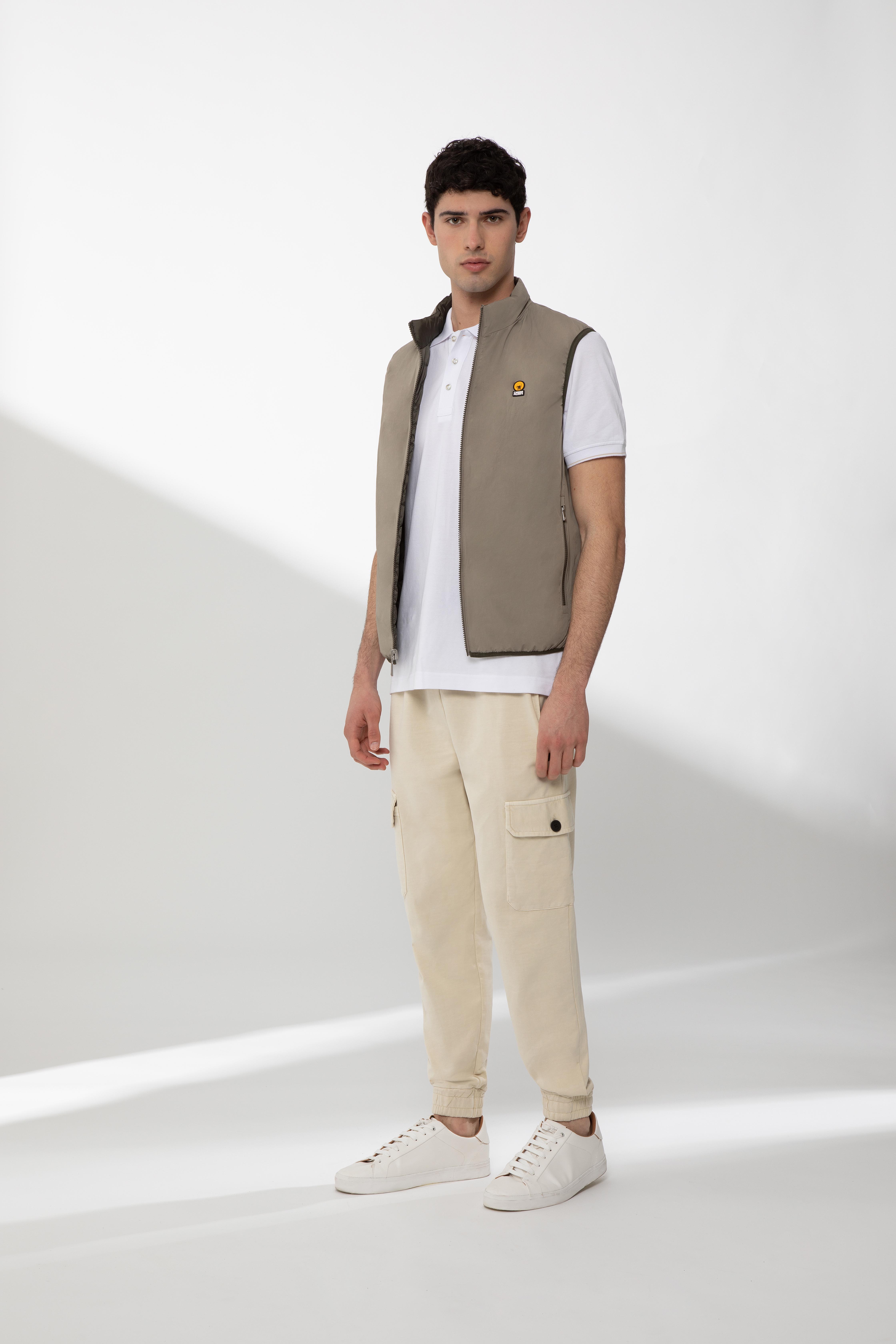REMEL – Gilet reversibile verde e beige