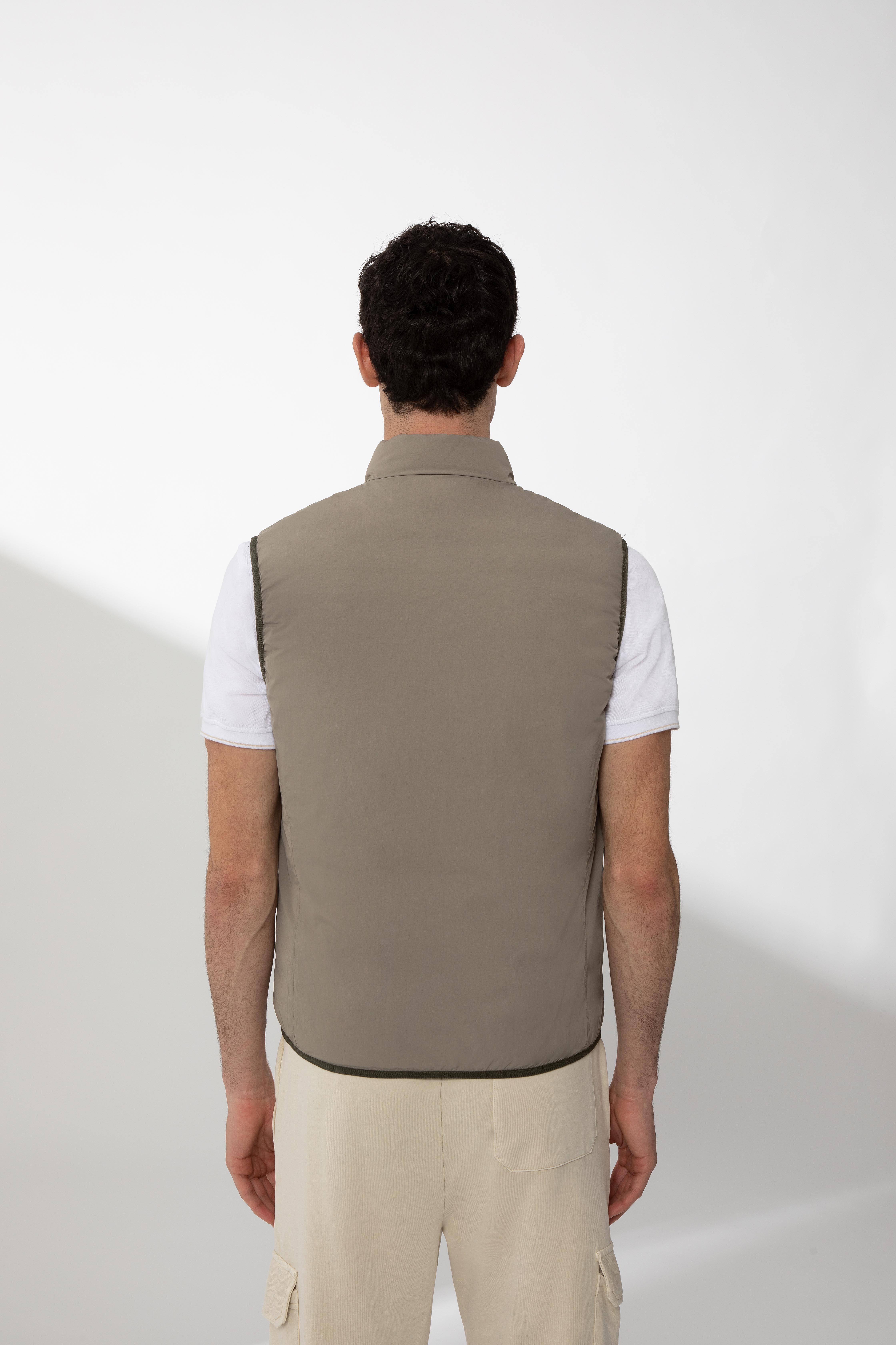 REMEL – Gilet reversibile verde e beige