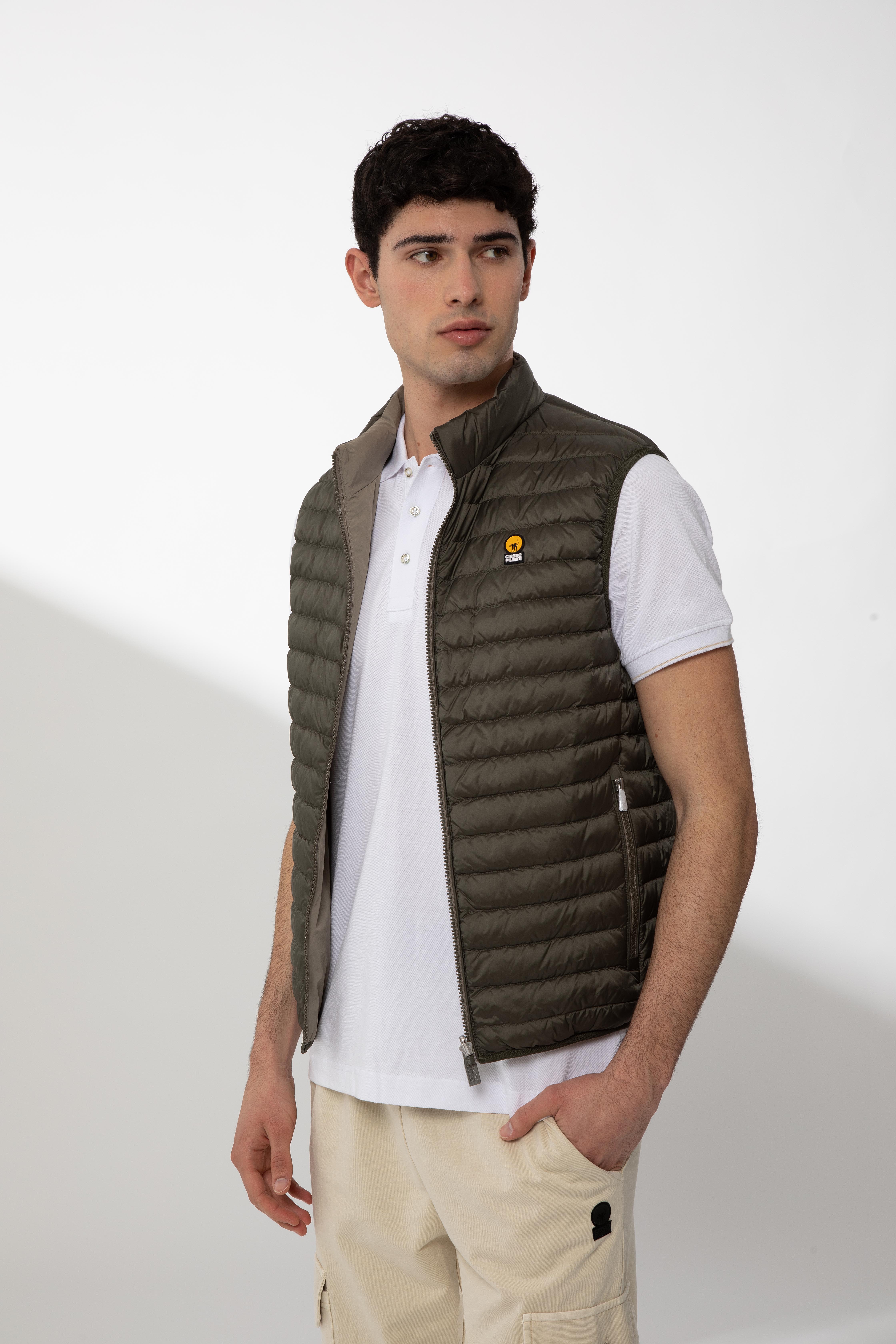 REMEL – Gilet reversibile verde e beige