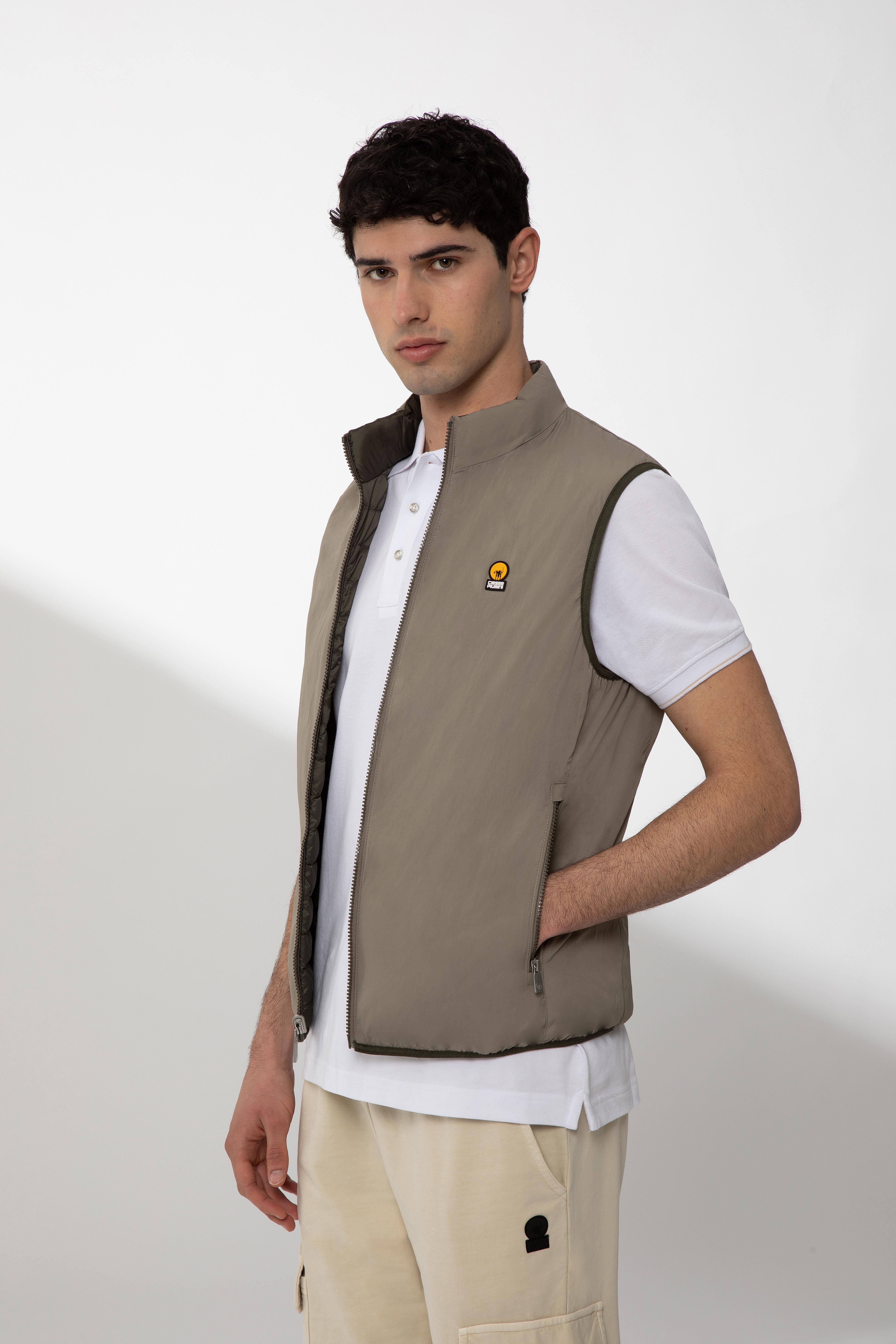REMEL – Gilet reversibile verde e beige