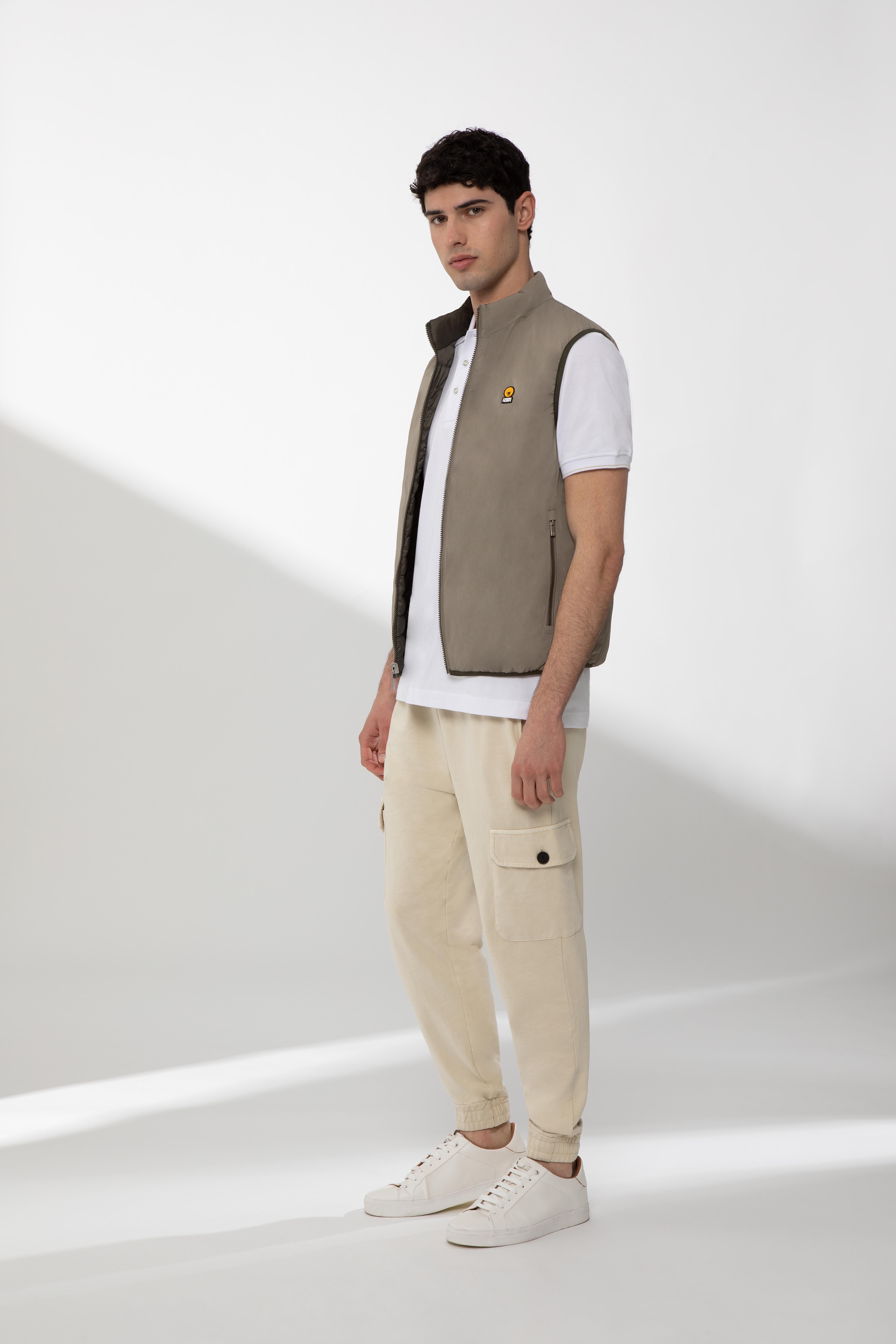 REMEL – Gilet reversibile verde e beige
