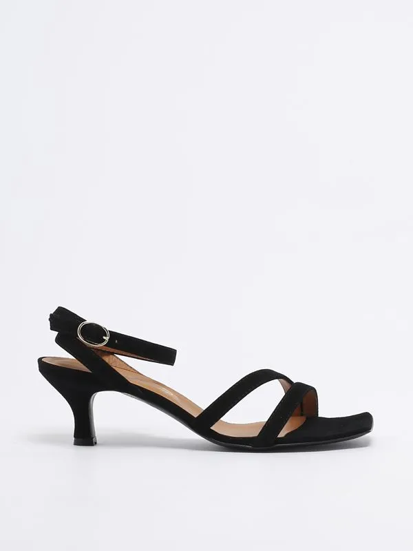 Sandalo donna Via Roma 15 in pelle scamosciata Nero