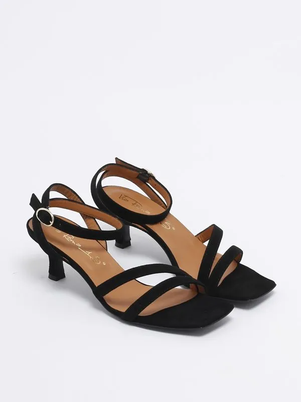 Sandalo donna Via Roma 15 in pelle scamosciata Nero