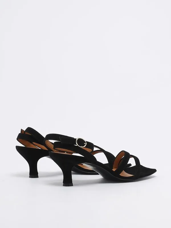 Sandalo donna Via Roma 15 in pelle scamosciata Nero