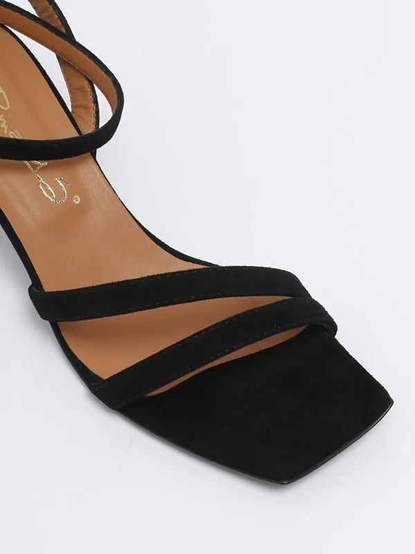 Sandalo donna Via Roma 15 in pelle scamosciata Nero
