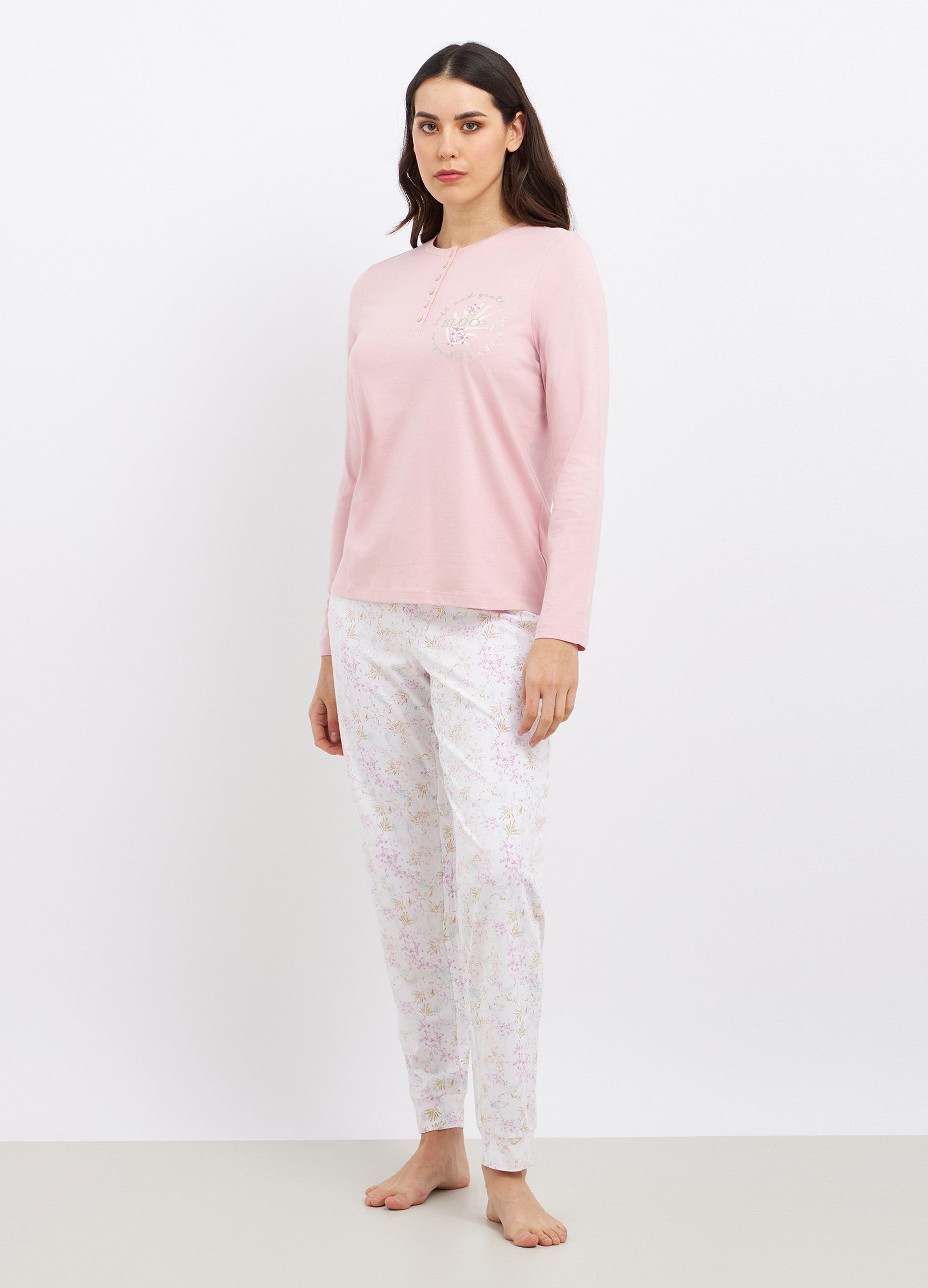 Set pigiama lungo in cotone donna