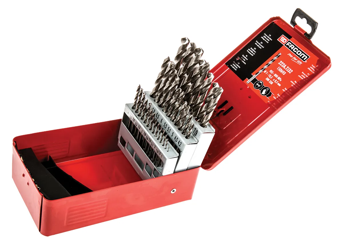 Set punte per trapano Facom in HSS, Ø da 1mm a 10.5mm, 32 pezzi