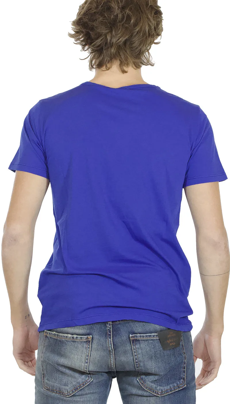 Seventy T-shirt uomo  blu manica corta in cotone con taschino.
