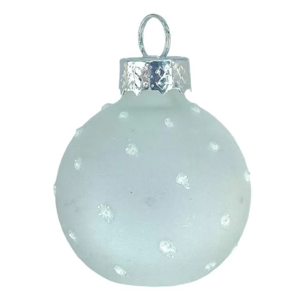 Sfera ø 5 cm in Vetro Bianca Trasparente con Pois Bianchi