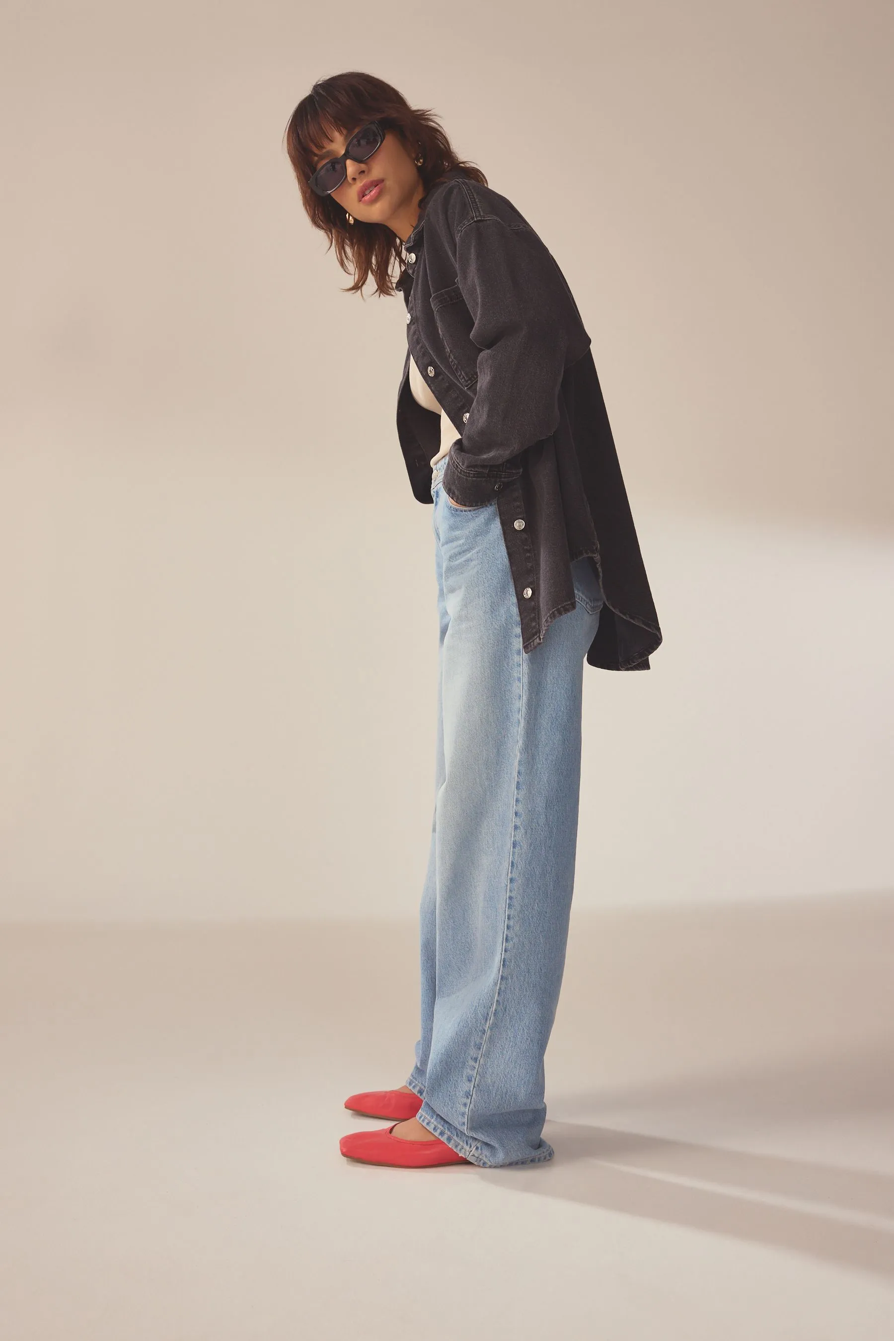 Signature - Ballerine in pelle con punta squadrata    