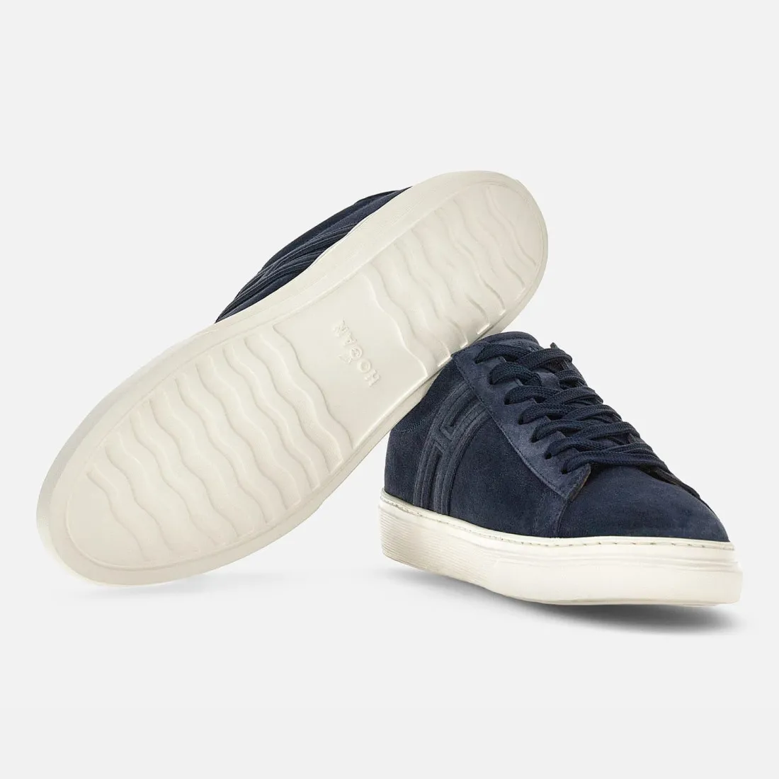Sneaker da uomo Hogan H365 blu in pelle scamosciata