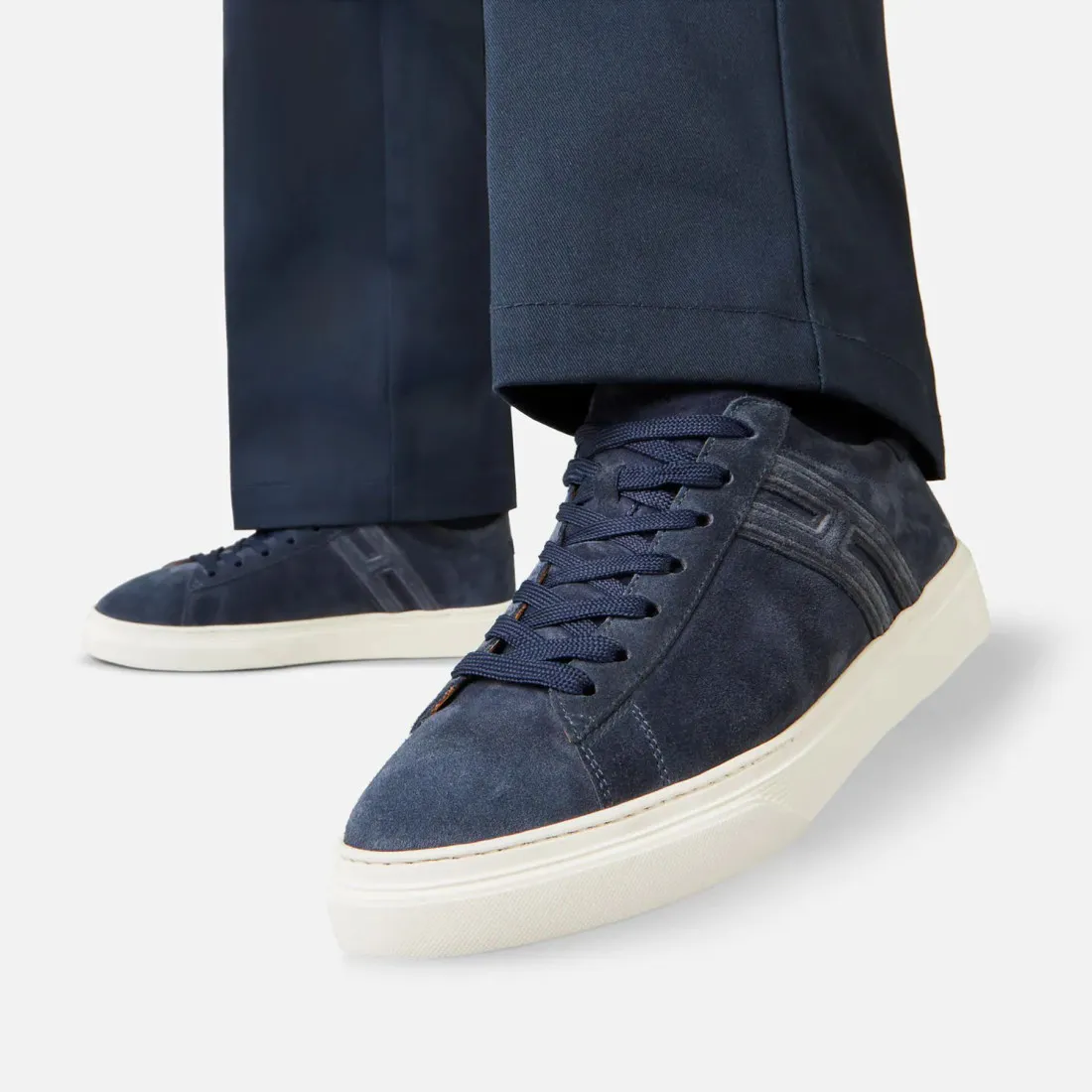 Sneaker da uomo Hogan H365 blu in pelle scamosciata