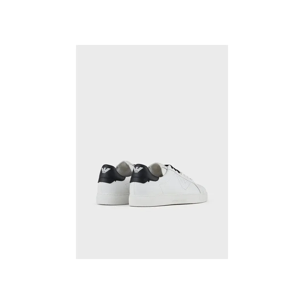 Sneakers in pelle con aquila traforata