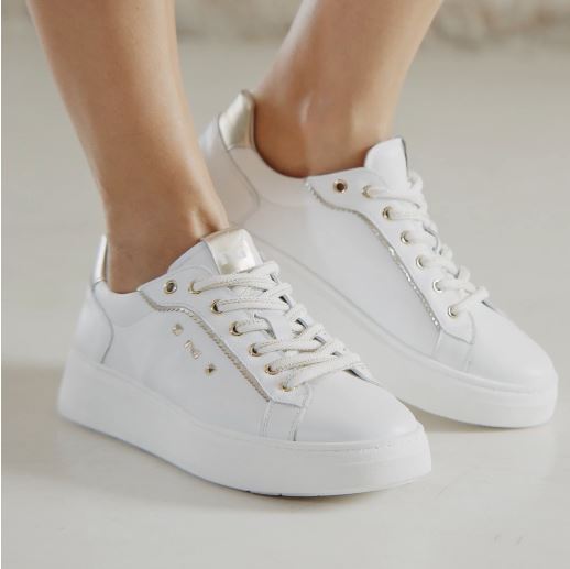 SNEAKERS PELLE INSERTI GOLD