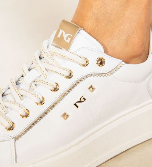 SNEAKERS PELLE INSERTI GOLD
