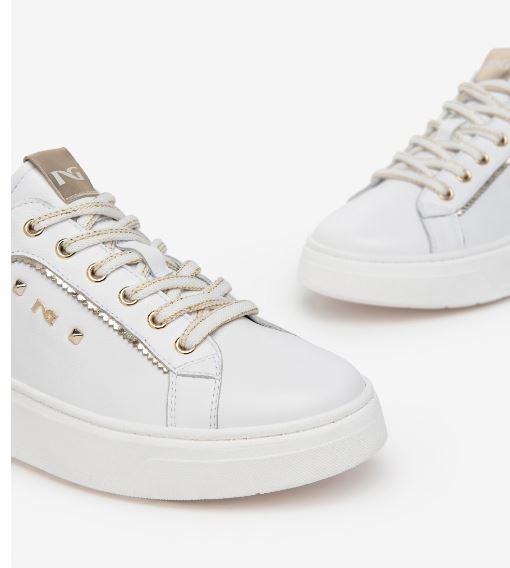 SNEAKERS PELLE INSERTI GOLD