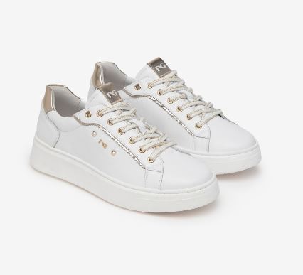 SNEAKERS PELLE INSERTI GOLD