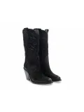 Stivale Poesie Veneziane STRATEGIA WASH CON RICAMO in camoscio nero