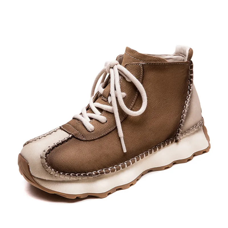 Stivaletti stringati in pelle moda fatti a mano da donna