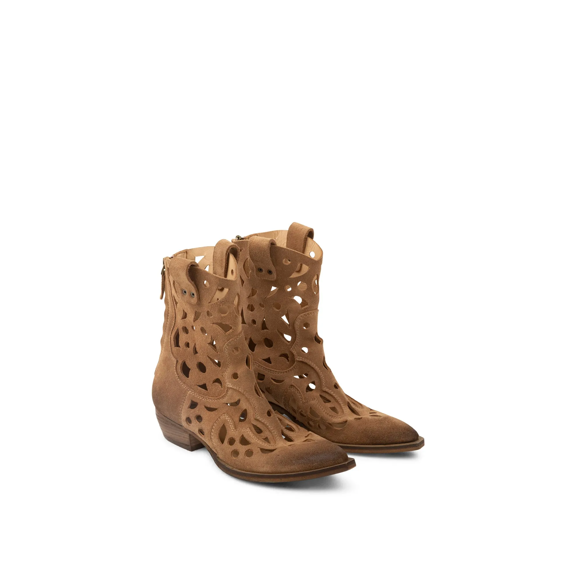 Stivaletti Texani In Camoscio Evelyn Taupe