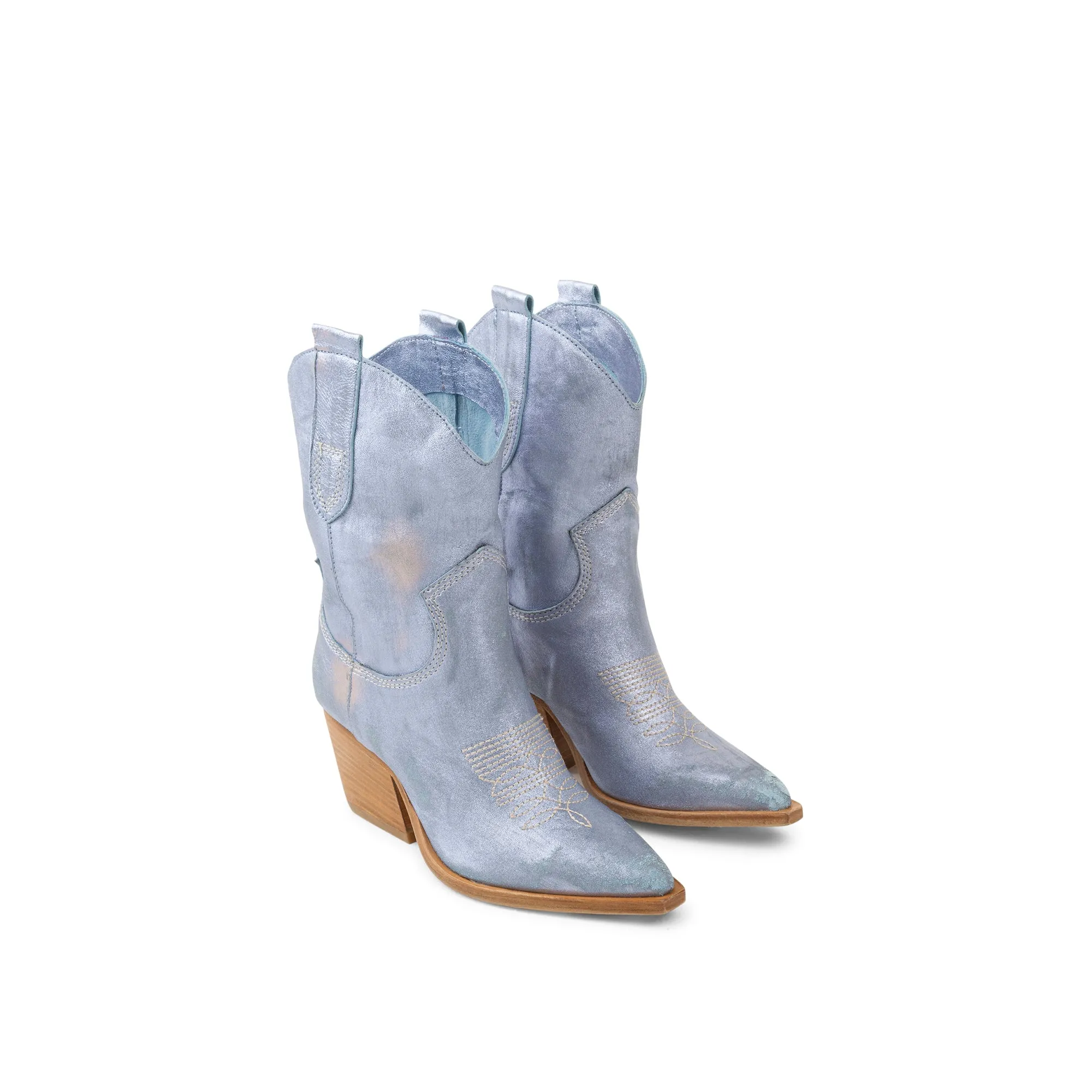 Stivaletti Texani In Pelle Elettra Azzurri