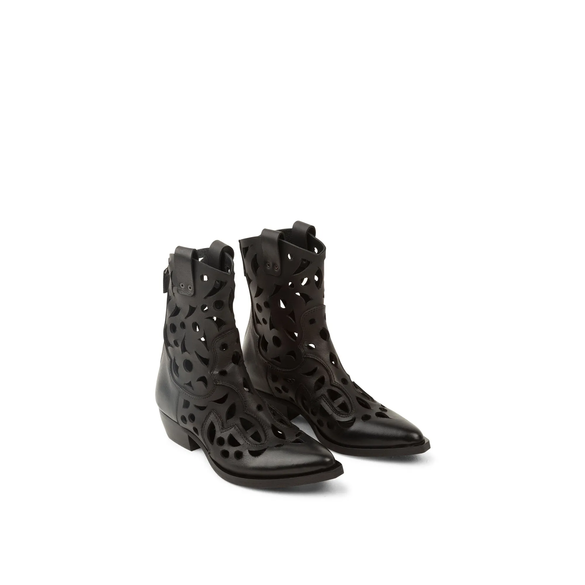 Stivaletti Texani In Pelle Evelyn Neri
