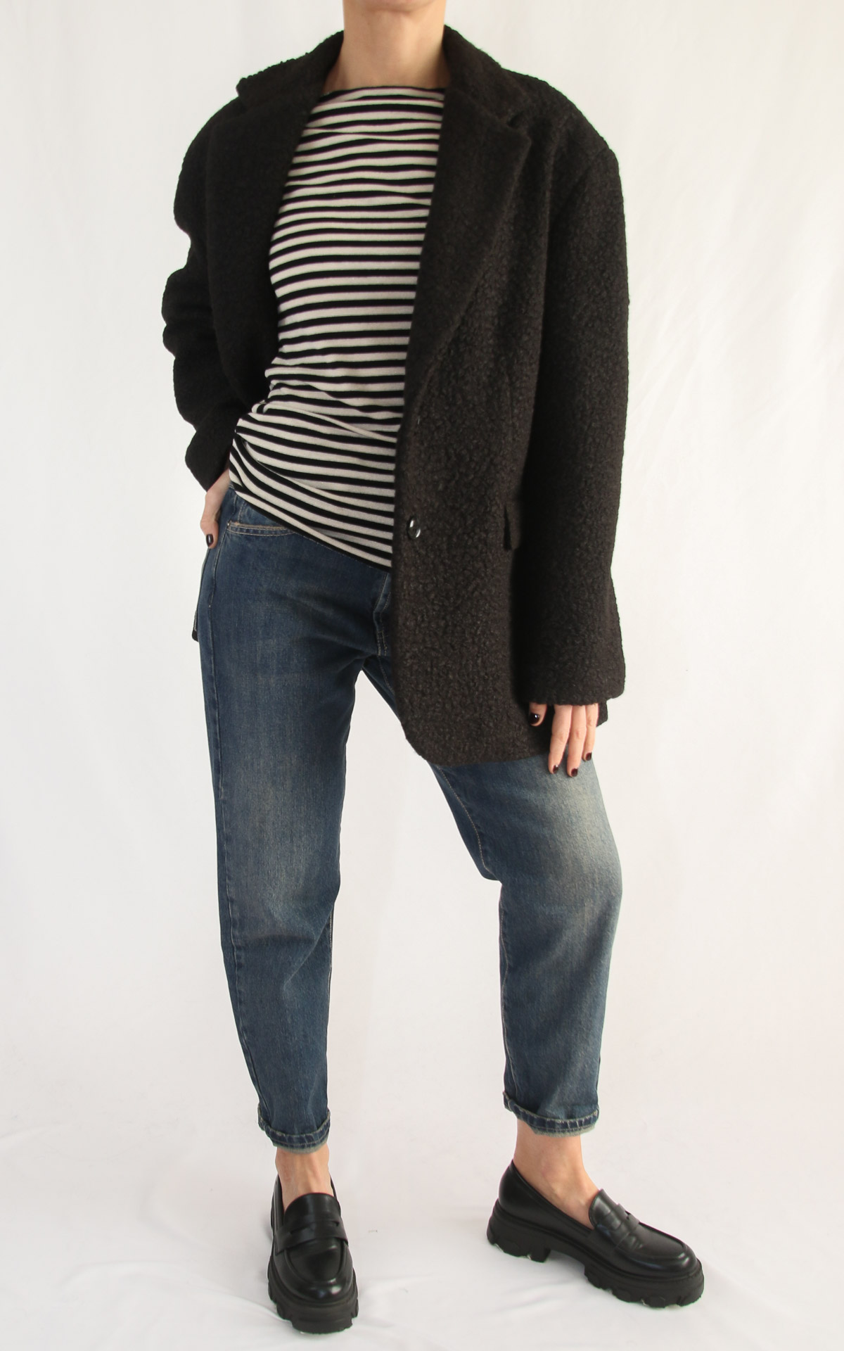 Susymix – Giacca boucle’ oversize – nero