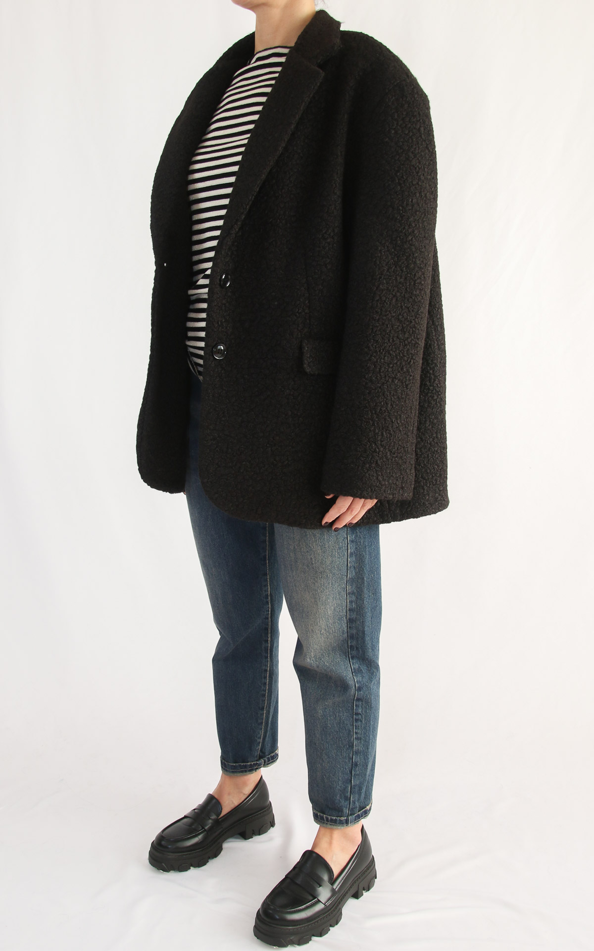 Susymix – Giacca boucle’ oversize – nero
