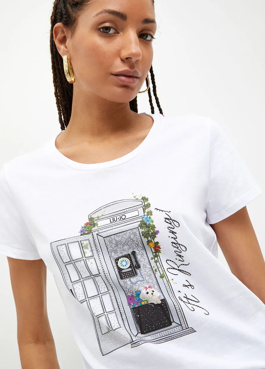 T-Shirt with Liu Jo Print / White