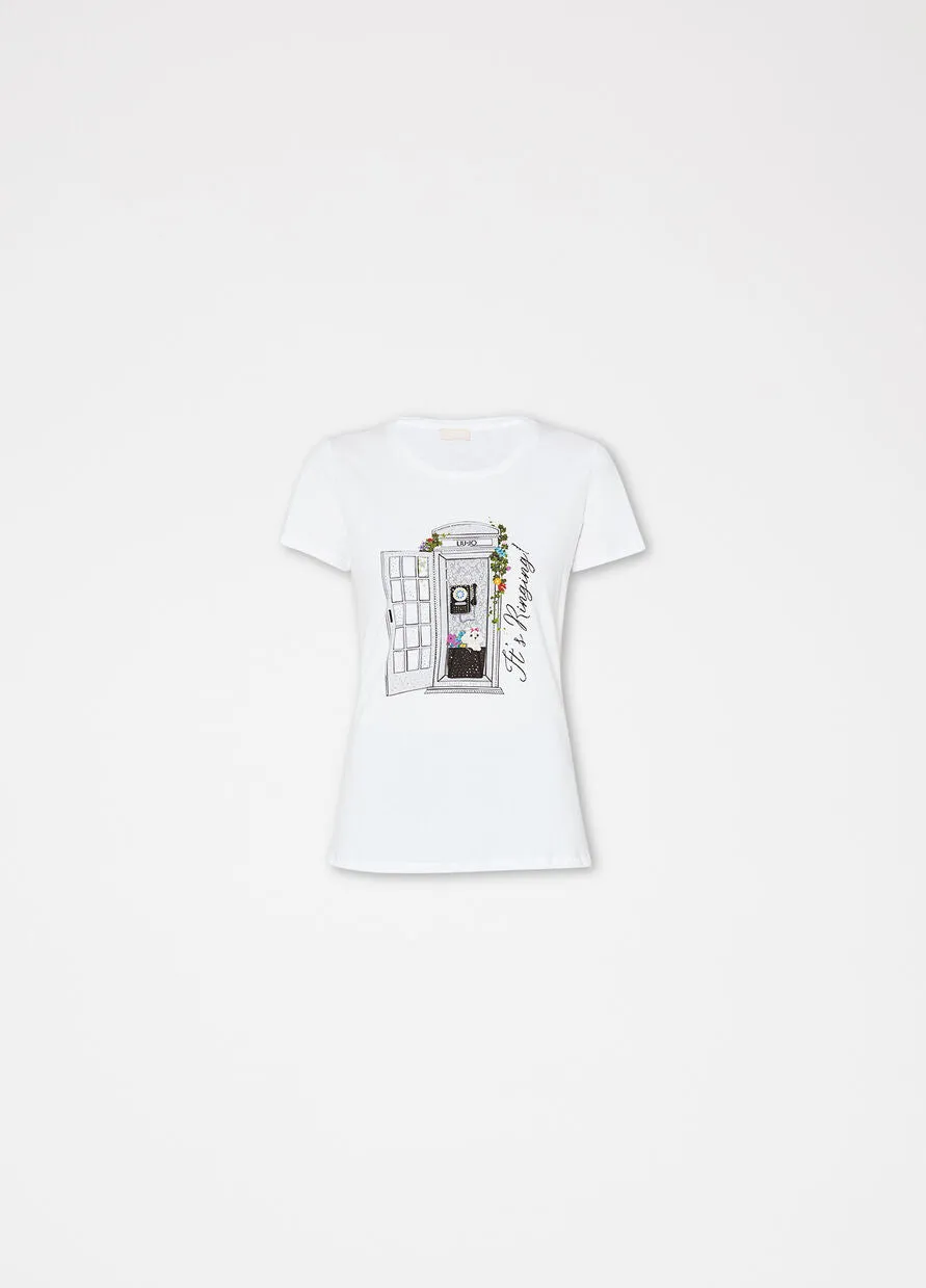 T-Shirt with Liu Jo Print / White