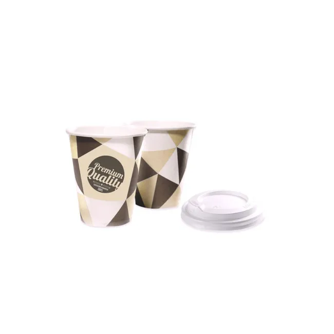 Tazze in cartone da 120 ml con coperchio con foro - 25 pz.
