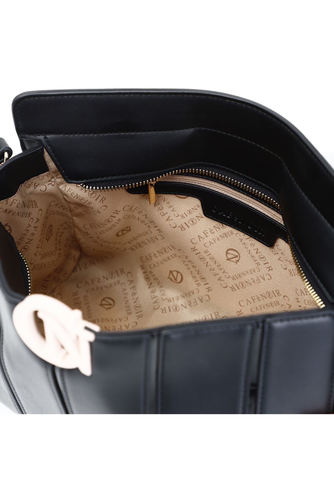 tracolla con accessorio cafènoir a contrasto nero