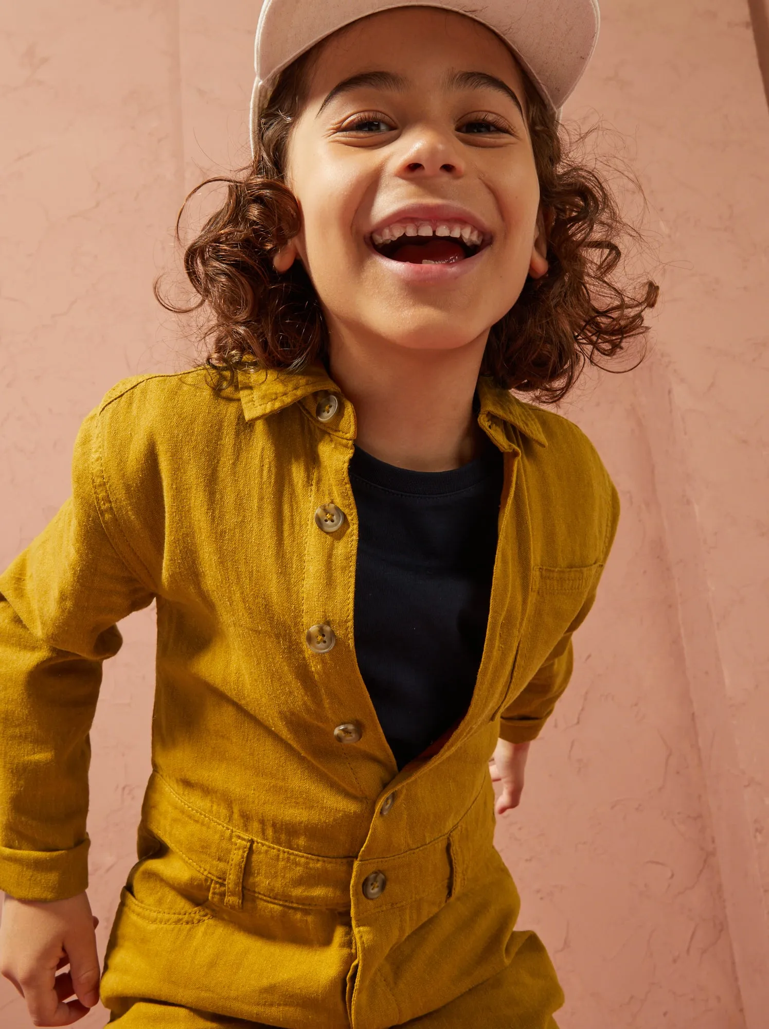 Tuta lunga in misto lino - Unisex - GIALLO
