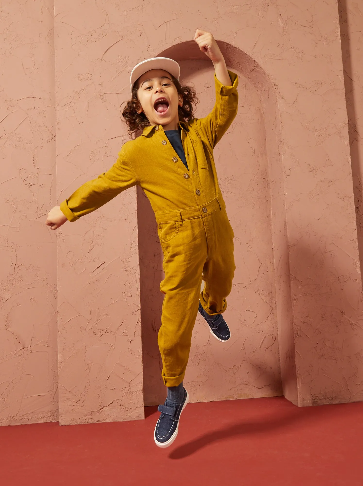 Tuta lunga in misto lino - Unisex - GIALLO