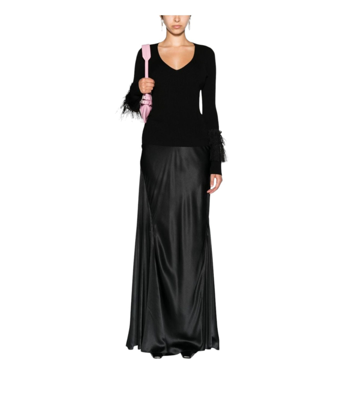 Twinset Donna Maglione Scollo A V Con Balze Plumetis