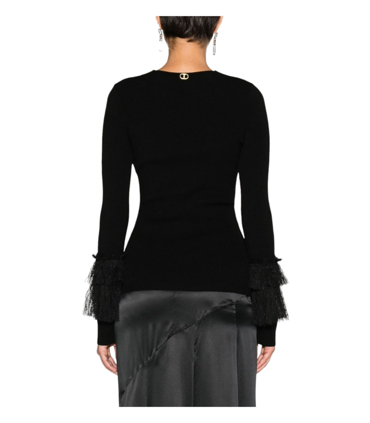 Twinset Donna Maglione Scollo A V Con Balze Plumetis