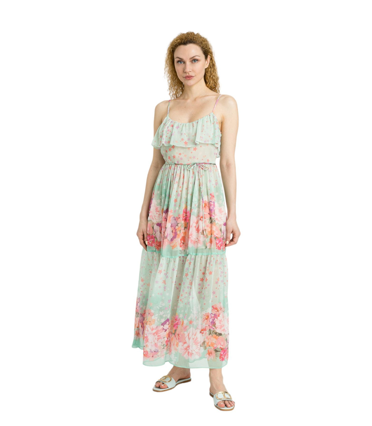 Twinset Donna Vestito Lungo  Con Spalline In Creponne